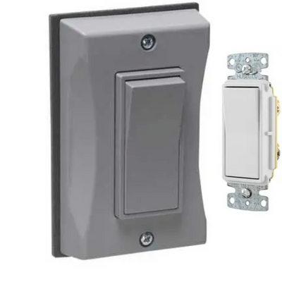 Hubbell 5122-0 Outdoor Cover w/ Light Switch Single Gang, Gray, 10pack