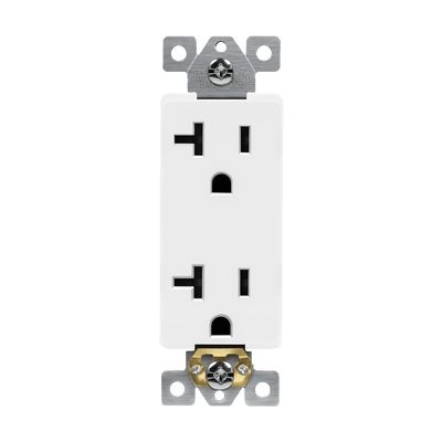 Enerlites 62001-W Duplex 20A Power Outlet, TR, White