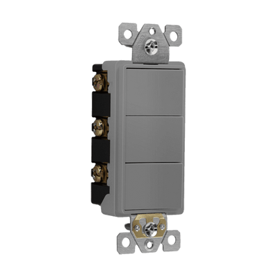 Enerlites 62755-GY Triple Rocker Light Switch, Gray