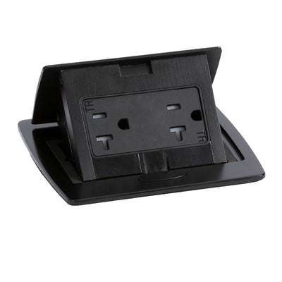 Kitchen Countertop Pop Up Electrical Outlet, 20A Duplex, All-Black