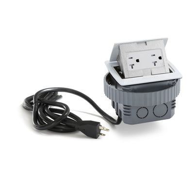 Kitchen Counter Pop Up Duplex Outlet, Corded, Plastic Back Box, White