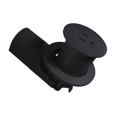 Kitchen Countertop Round Outlet, 15A, Black, No Lid