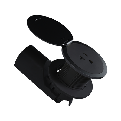 Legrand CP498TR20BK Kitchen Countertop Round Outlet, 20A, Black Body, Matte Black Lid