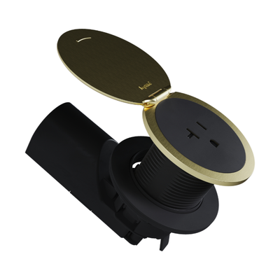 Legrand CP498TR20BK Kitchen Countertop Round Outlet, 20A, Black Body, Champagne Bronze