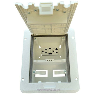 Outdoor Weatherproof Deck Outlet Box, GFCI w/ USB-A/C Charging, White