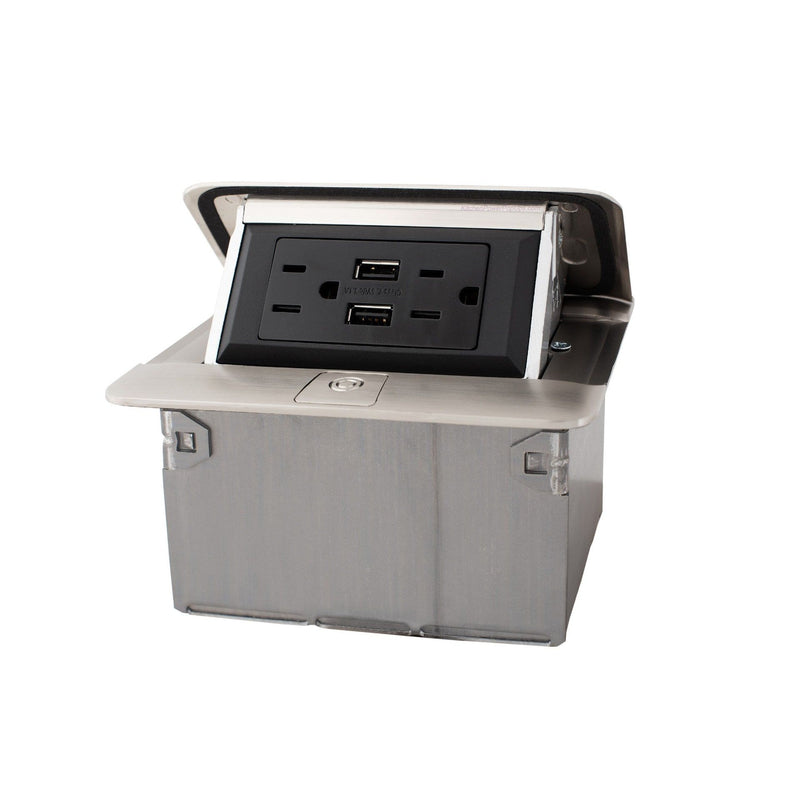 Legrand Wiremold Pop Up Outlet, Stainless Steel, 15A USB, Hardwired, Entire Unit