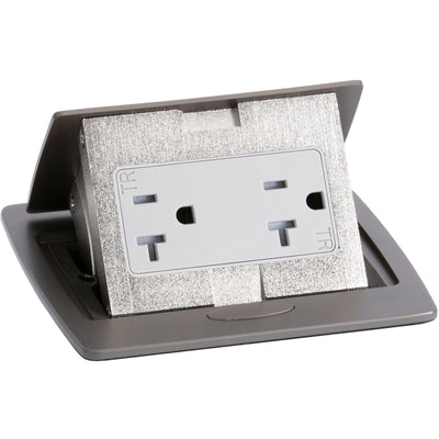 Kitchen Countertop Pop Up Electrical Outlet, 20A Duplex, Graphite Black