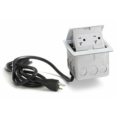 PUFP-CT-WT-DS-WC Kitchen Pop Up Outlet, Corded, Metal Back Box, White