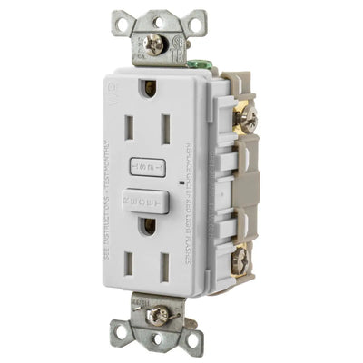 Hubbell GFTW15W GFI Outlet, 15A, WR, TR, Load Out, White, 10-pack
