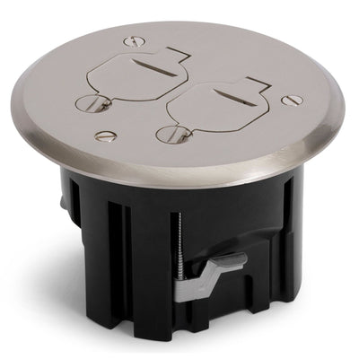 Lew Electric PBR1-FPNS One Duplex Round Floor Box, Flip Lids, Nickel