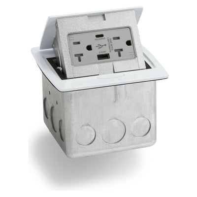 Lew Electric PUFP-CT-WT-AC-MB Kitchen Pop Up 20A Charging USB White