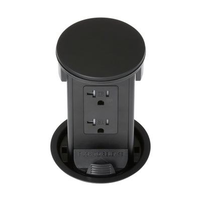 Lew PUR20DSD-BK Round Kitchen Countertop Pop Up Outlet, Duplex, Black