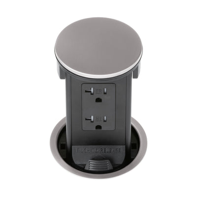 Lew PUR20DSD-SS Round Kitchen Countertop Pop Up Outlet, Duplex, Stainless