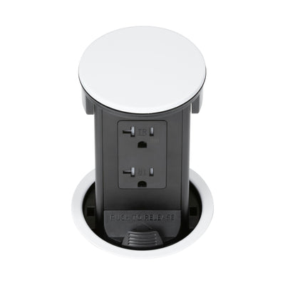 Lew PUR20DSD-WT Round Kitchen Countertop Pop Up Outlet, Duplex, White