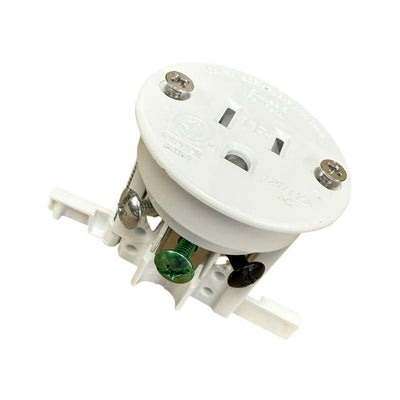 2" In-Cabinet Round Power Outlet, White, Paintable Cap