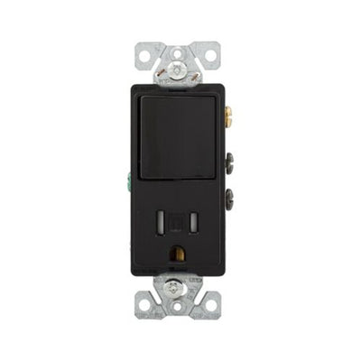 Eaton TR7730BK 15 Amp Single-Pole Combination Switch and Receptacle, Black