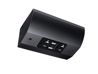 Under Cabinet Angled Outlet Strip 2 Power, 2 USB-A, Hardwired, Black