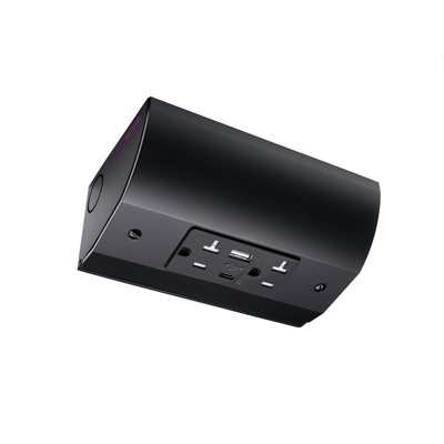 Under Cabinet Angled Outlet Strip 2 Power, USB-A/C, Hardwired, Black