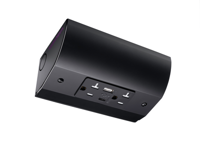 Under Cabinet Angled Outlet Strip 2 Power, USB-A/C, Hardwired, Black