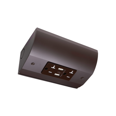Under Cabinet Angled Outlet Strip 2 Power, 2 USB-A, Hardwired, Brown
