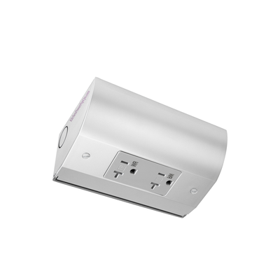 Under Cabinet Angled Outlet Strip with Two Power, Hardwired, Stainless
