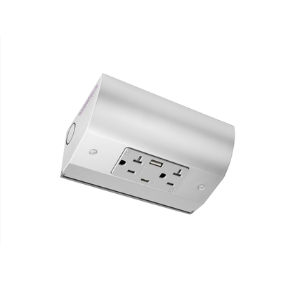 Under Cabinet Angled Outlet Strip 2 Power USB-A/C Hardwire Stainless