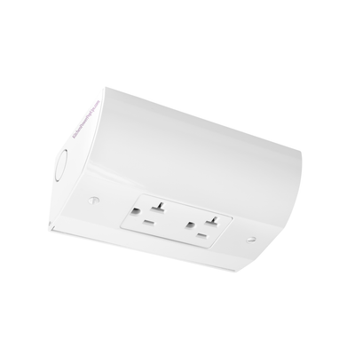 Under Cabinet Angled Outlet Strip with Two Power, Hardwired, White