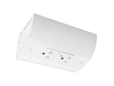 Under Cabinet Angled Power Strip with GFCI Outlet, 20A Hardwired, White