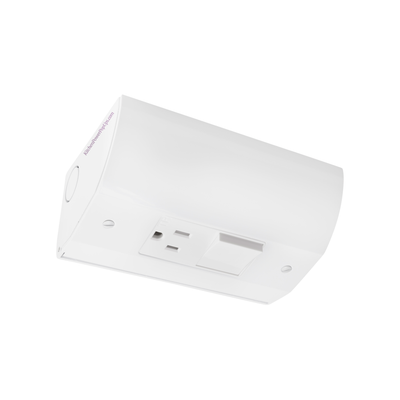 Under Cabinet Angled Power Strip with Plug & Switch, Hardwired, White