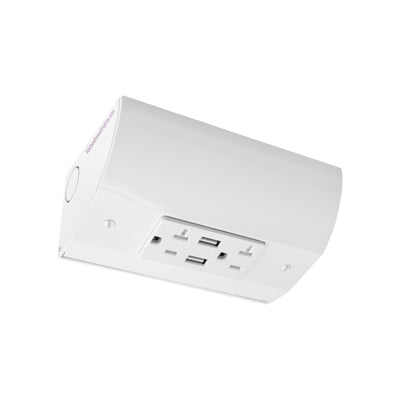 Under Cabinet Angled Outlet Strip 2 Power, 2 USB-A, Hardwired, White