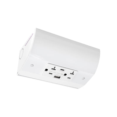 Under Cabinet Angled Outlet Strip 2 Power, USB-A/C, Hardwired, White