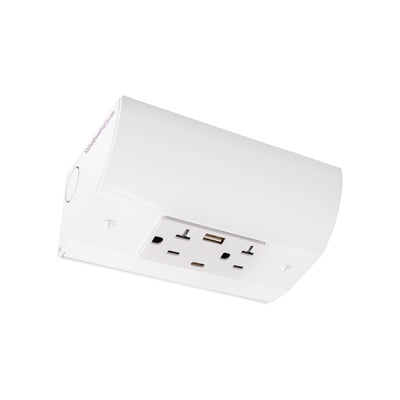 Under Cabinet Angled Outlet Strip 2 Power USB-A/C 30W, Hardwired White