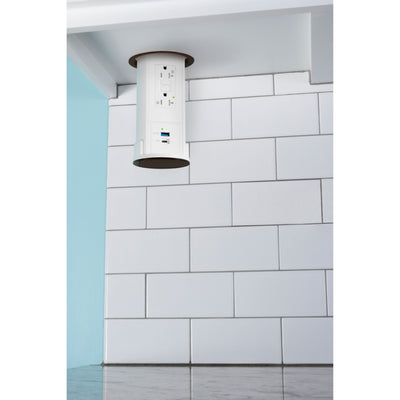 Lew UCPDR20GACD-AWT-DB Under Cabinet Pop Down GFI USB A/C, White Body Bronze Top