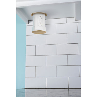 Lew UCPDR20GD-AWT-B Under Cabinet Pop Down Power, GFCI, White Body, Brass Top
