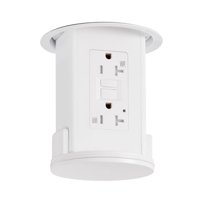 Lew UCPDR20GD-AWT-WT Under Cabinet Hidden Pop Down GFI Outlet All-White