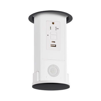 Under Cabinet Hidden Pop Down Outlet, GFI, Speaker, USB A/C, Black