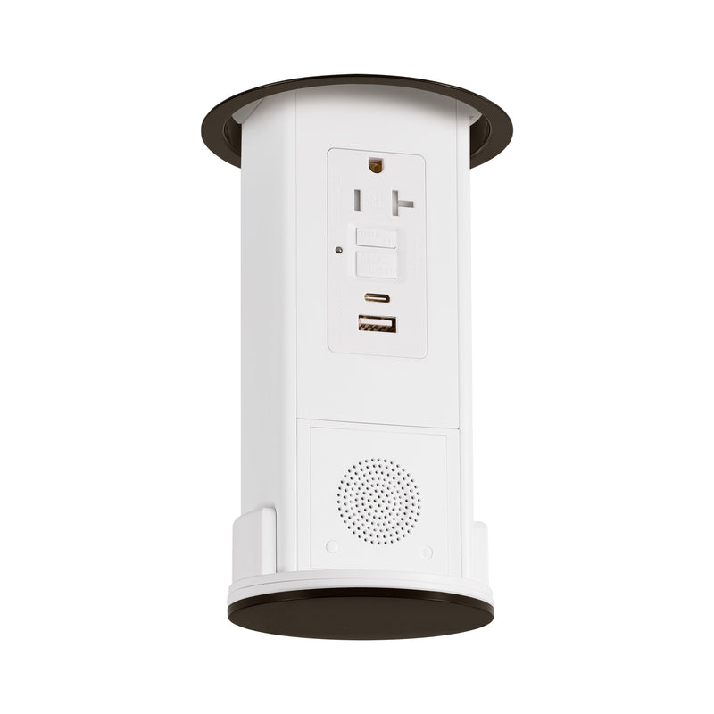 Under Cabinet Hidden Pop Down Outlet, GFI, Speaker, USB A/C, Bronze