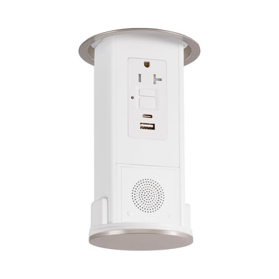 Under Cabinet Hidden Pop Down Outlet, GFI, Speaker, USB A/C, Nickel