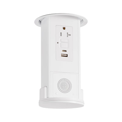 Under Cabinet Hidden Pop Down Outlet, GFI, Speaker, USB A/C, All-White