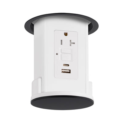 Lew UCPDR20GFIACD-AWT-BK Under Cabinet Pop Down, GFI, USB A-C, Black