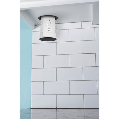 Lew UCPDR20ACD-AWT-BK Under Cabinet Pop Down, USB A-C, White Body, Black Top