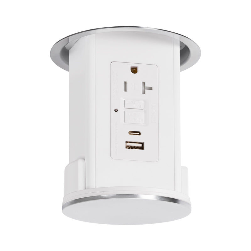 Lew UCPDR20GFIACD-AWT-SS Under Cabinet Pop Down, GFI, USB A-C, Stainless