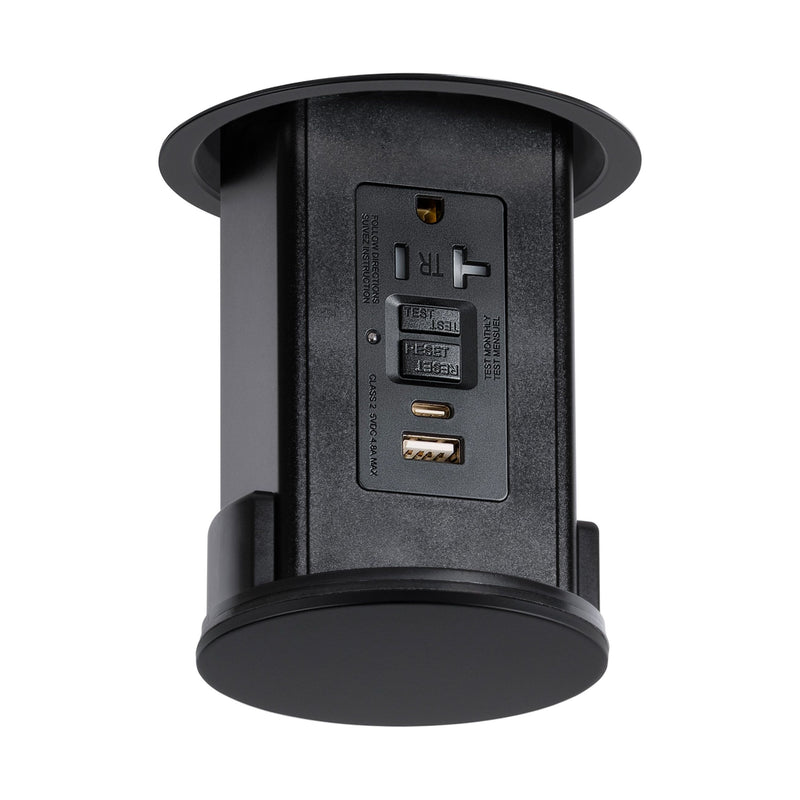 Lew UCPDR20GFIACD-BK Under Cabinet Pop Down, GFI/USB, All-Black