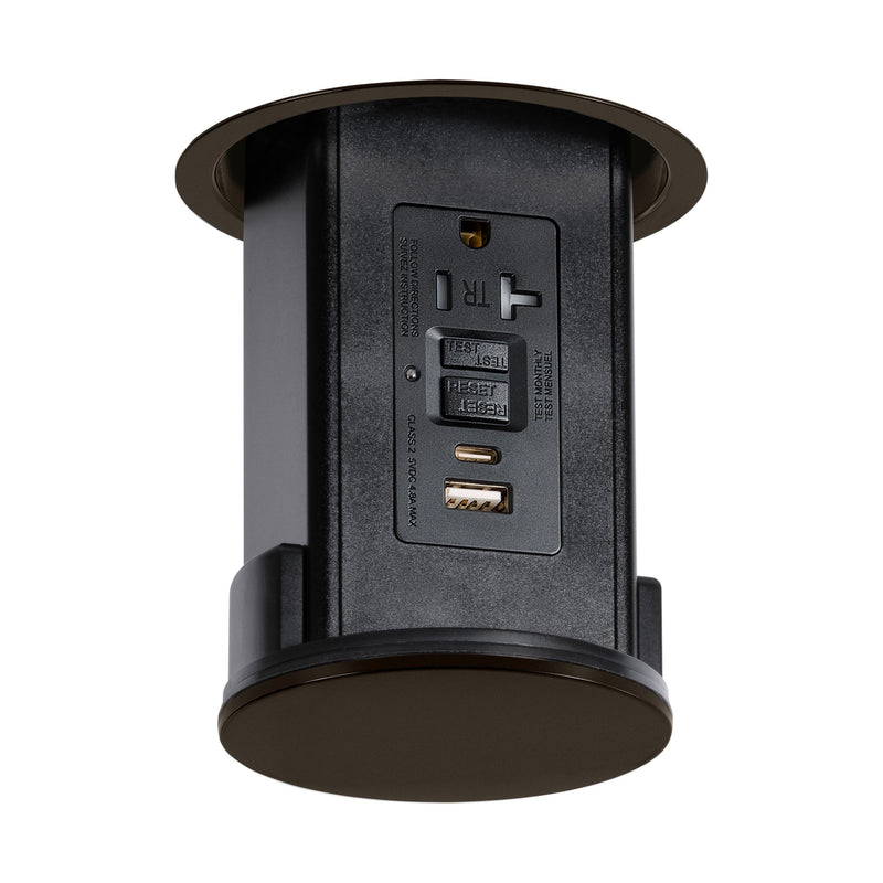 Lew UCPDR20GFIACD-DB Under Cabinet Pop Down, GFI/USB, Black/Bronze