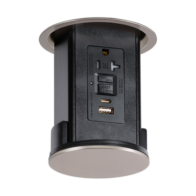 Lew UCPDR20GFIACD-NS Under Cabinet Pop Down, GFI/USB, Black/Nickel