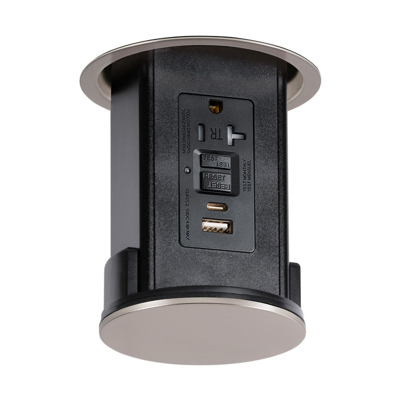 Lew UCPDR20GFIACD-NS Under Cabinet Pop Down, GFI/USB, Black/Nickel