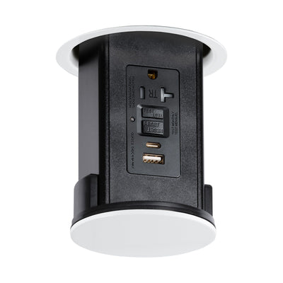 Lew UCPDR20GFIACD-WT Under Cabinet Pop Down, GFI/USB, Black/White