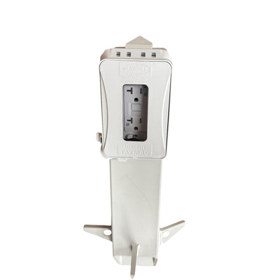 Outdoor Garden Post with GFI Outlet and Accordion Cover, White, 19"