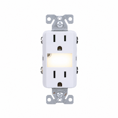 Eaton TR7734W-BOX Duplex Outlet w/ Adjustable Brightness Nightlight, White