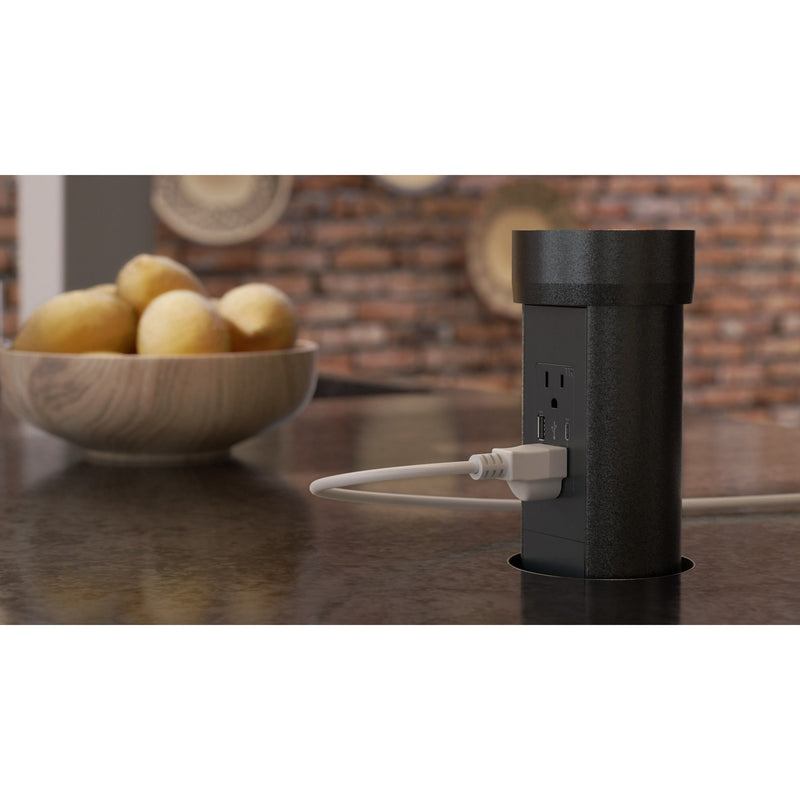 PointPod Connect Hidden Motorized Pop Up Outlet Matching Stone Top, Black